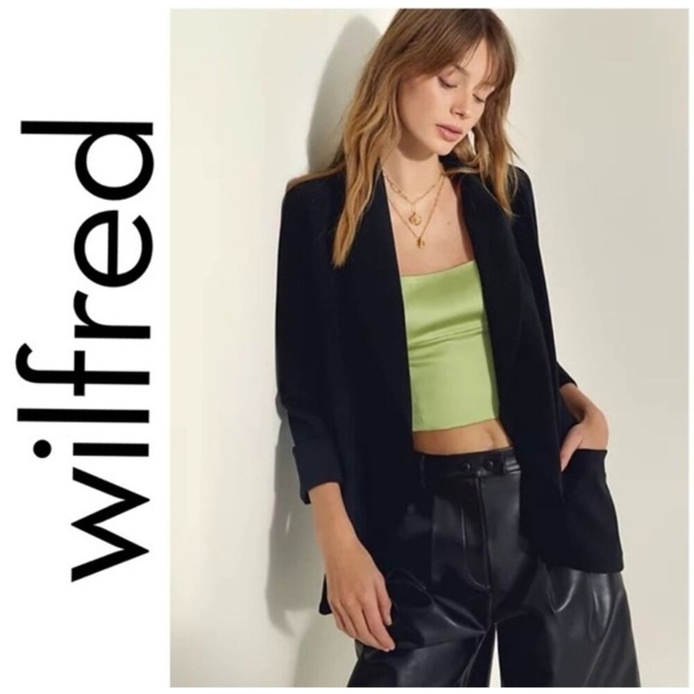 Aritzia Wilfred CHEVALIER JACKET Blazer Open Front Black Size XXS‎